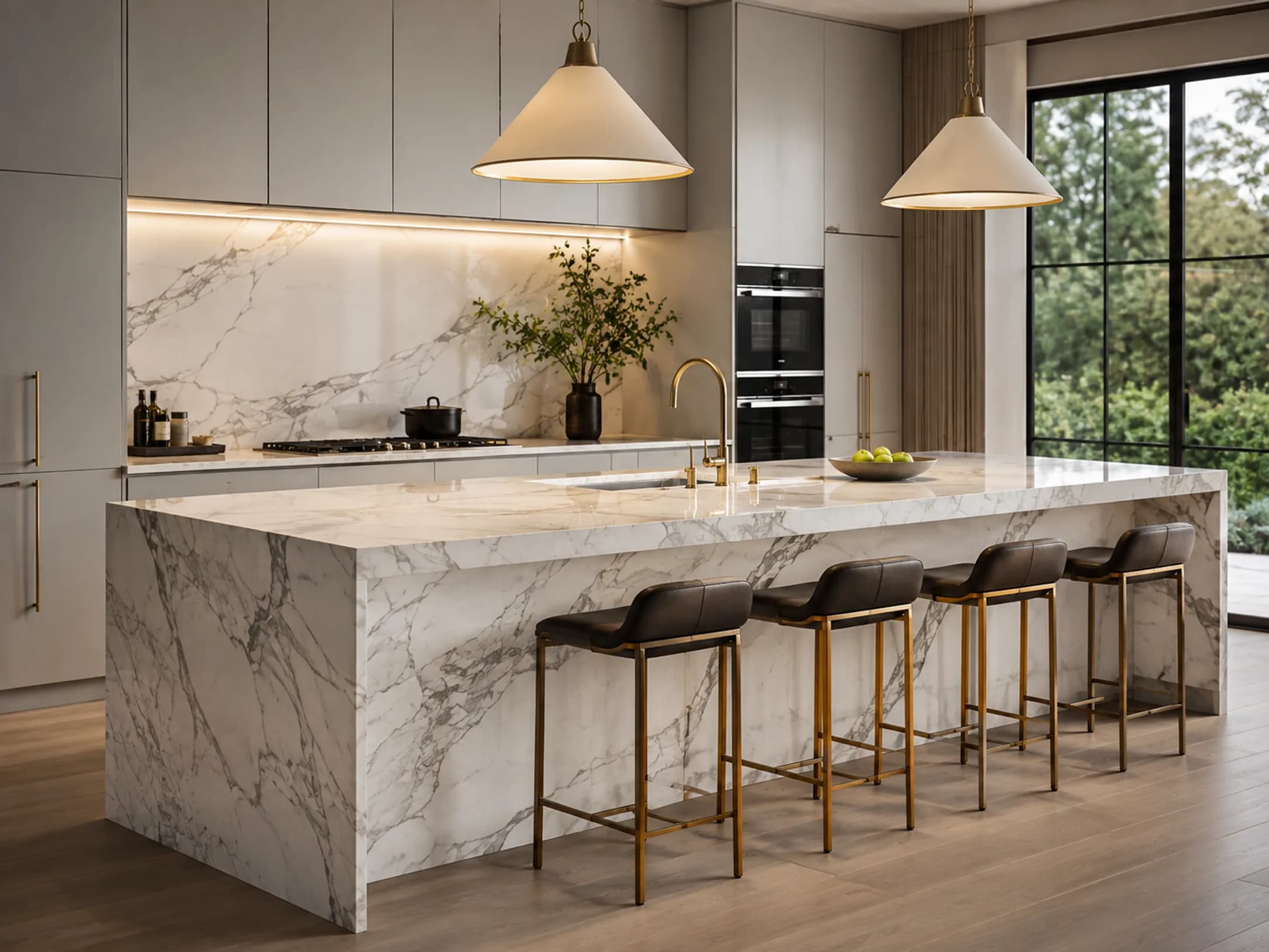 White Marble Kitchen Island — Kitchen Islands