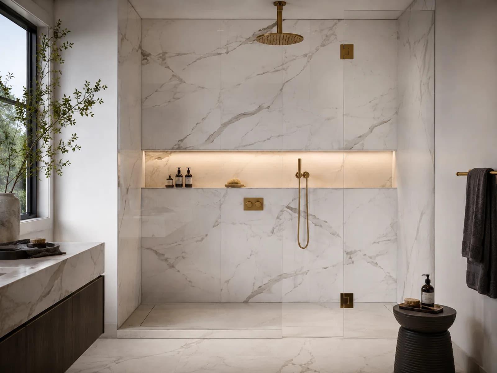 White Marble Wetroom — Showers